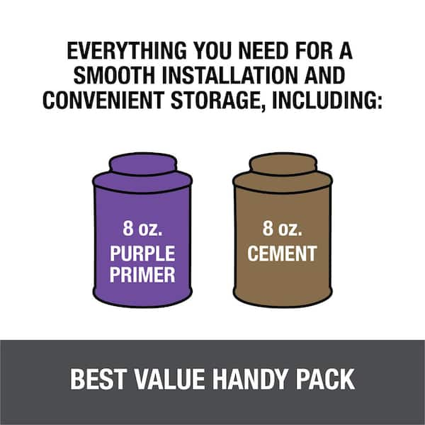 8 oz. Purple CPVC and PVC Primer and Regular Clear PVC Cement Combo Pack