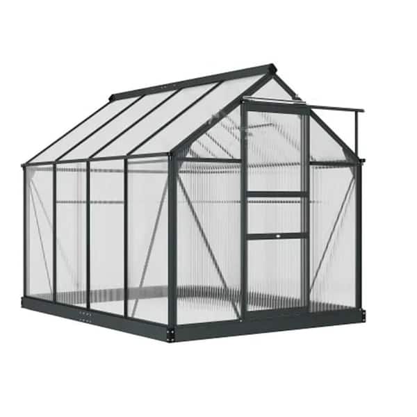 6.2 ft x 8.3 ft Walk-In Greenhouse-Outdoor Green House with Door, Vent and Rain Gutter for Winter Gardening