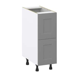 12 in. W x 24 in. D x 34.5 in. H Bristol Painted Slate Gray Shaker Assembled Base Kitchen Cabinet with 2 Drawers
