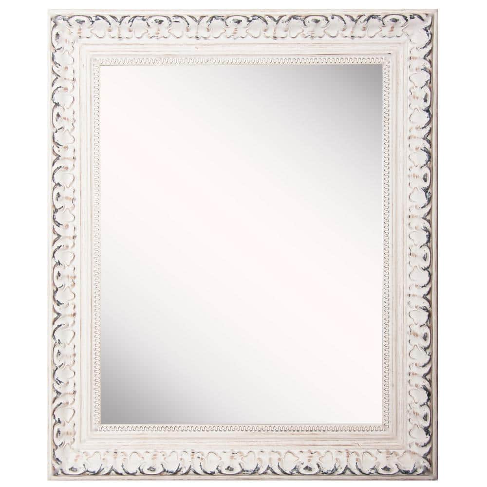 French 25 in. W x 35 in. H Framed Rectangular Bathroom Vanity Mirror in Ant