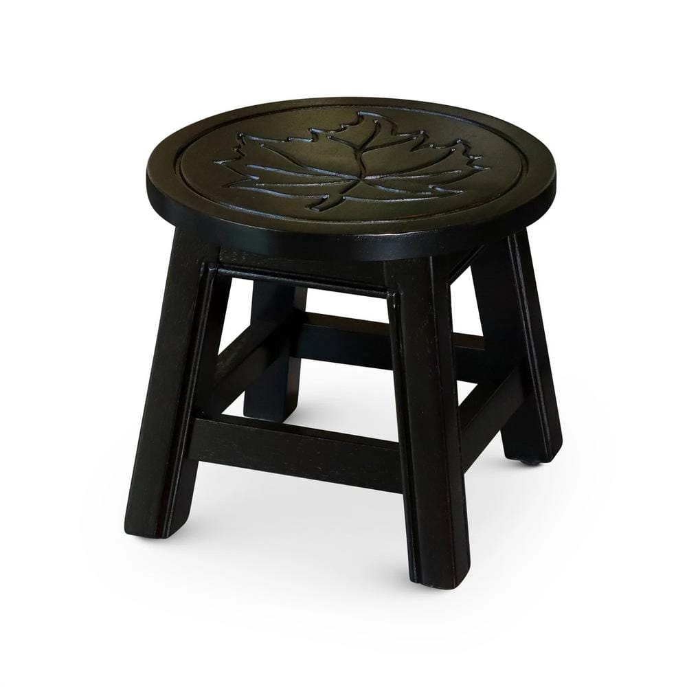 Black Wood Garden Stool (1 Piece Set)