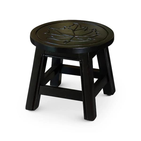 Black Wood Garden Stool (1 Piece Set)