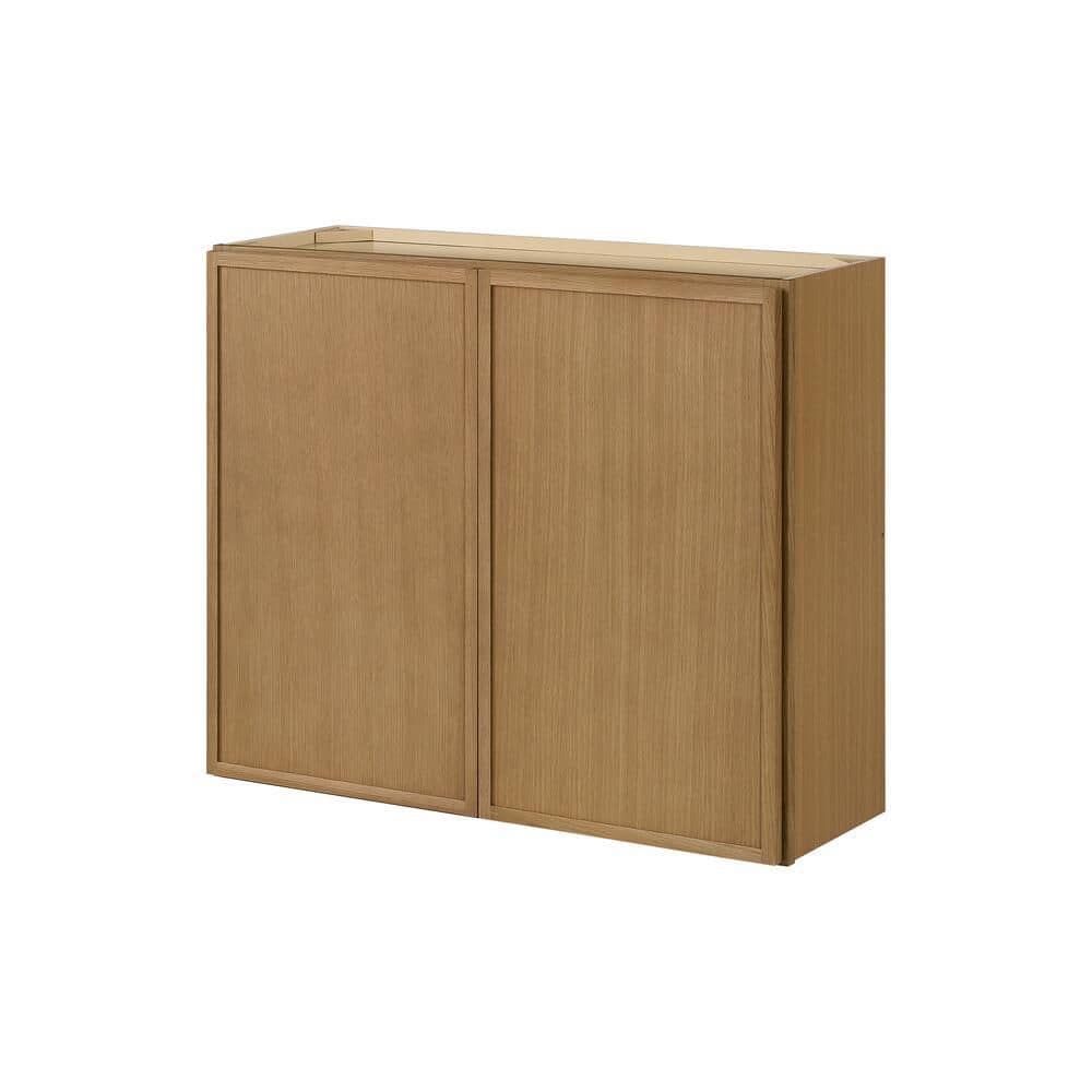 Leyton 36 in. W x 12 in. D x 30 in. H Ready to Assemble Plywood Slim Shaker Wall Kitchen Cabinet in White Oak