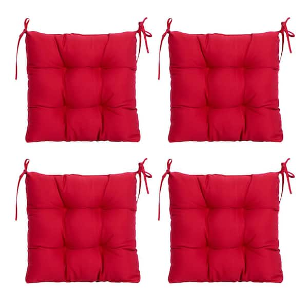 ARTPLAN 19 in. x 19 in. x 4 in. Red Outdoor Seat Cushions Patio Seat Chair Cushions with Ties for Outdoor Dinning chair Set of 4 ST4P01 The Home Depot