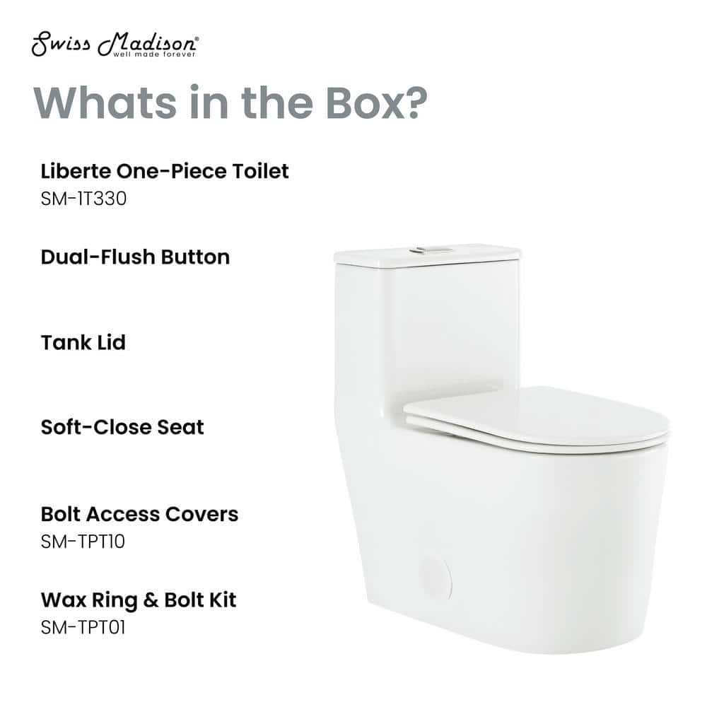 White High Efficiency Dual Flush Elongated One-Piece Toilet