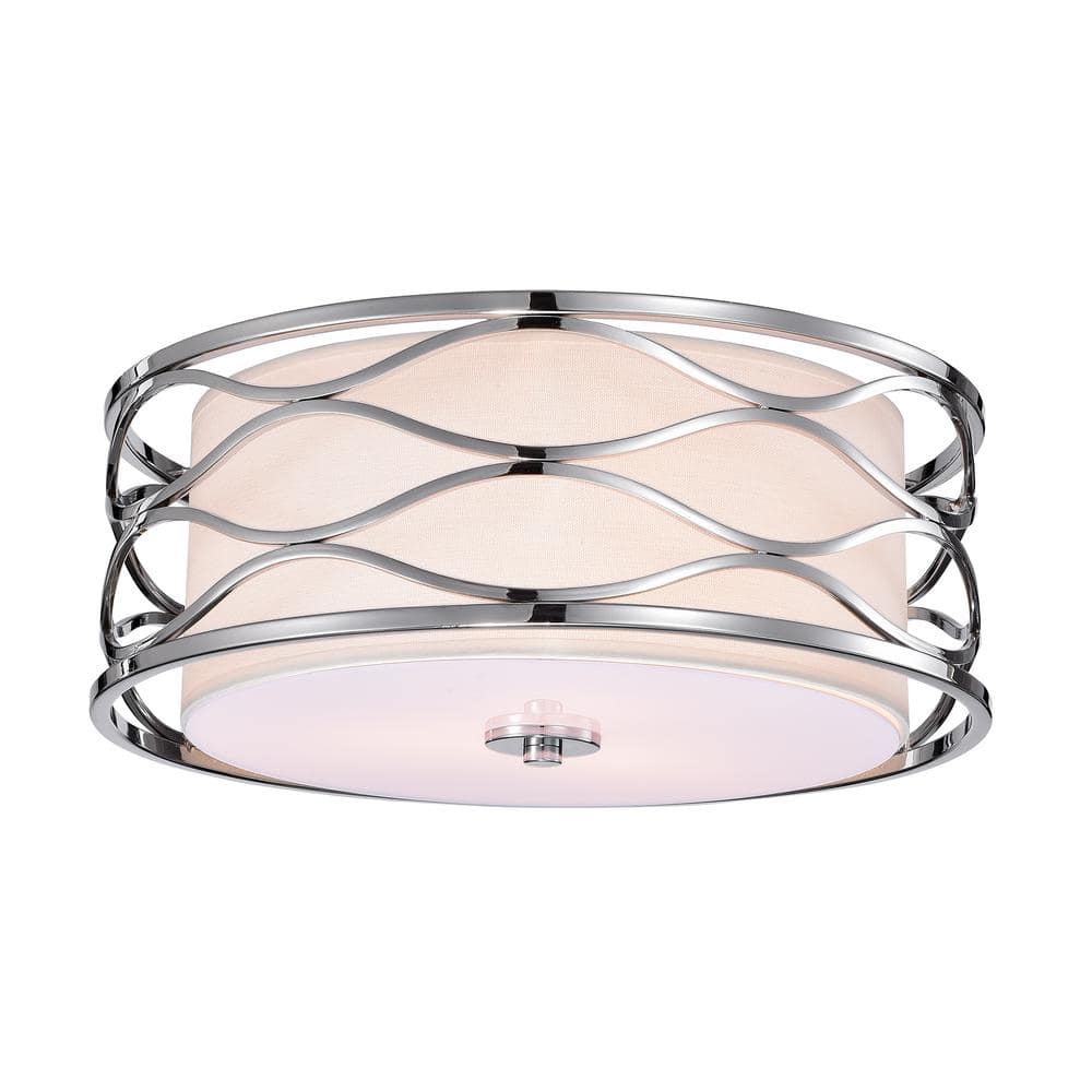 Warehouse of Tiffany Awont 3-Light Chrome Wave Flush Mount Light