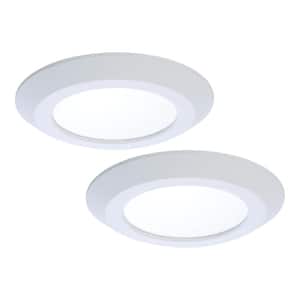 SLDSL6 Series 6 in. 2700K-5000K Selectable CCT Surface Integrated LED Downlight White Recessed Light Round Trim (2-Pack)