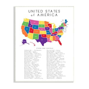 USA Map State Abbreviations and Capitals Playful Tone by Anna Quach Unframed Print Abstract Wall Art 13 in. x 19 in.