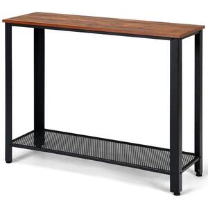 40 in. Brown Adjustable Wood Side End Table with Shelf