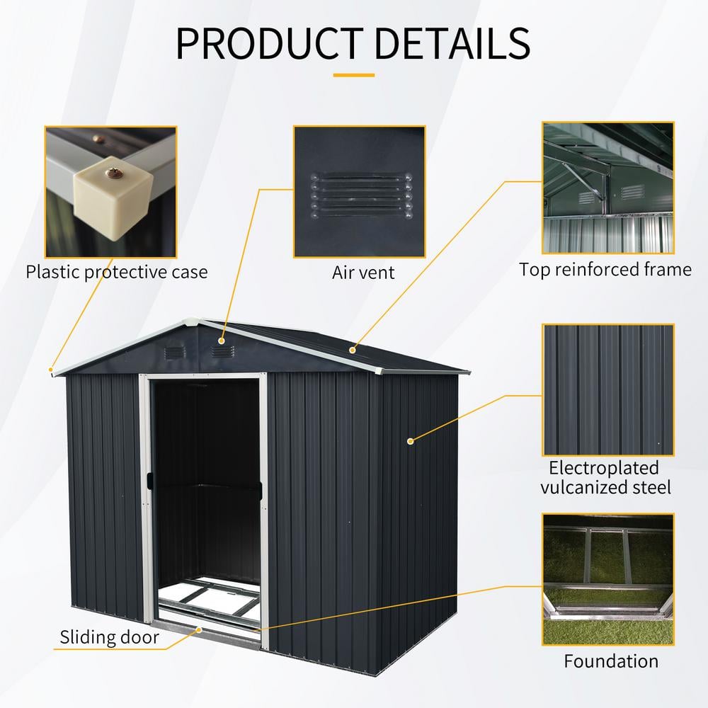 8 ft. x 4 ft. Black and White Metal Outdoor Storage Shed