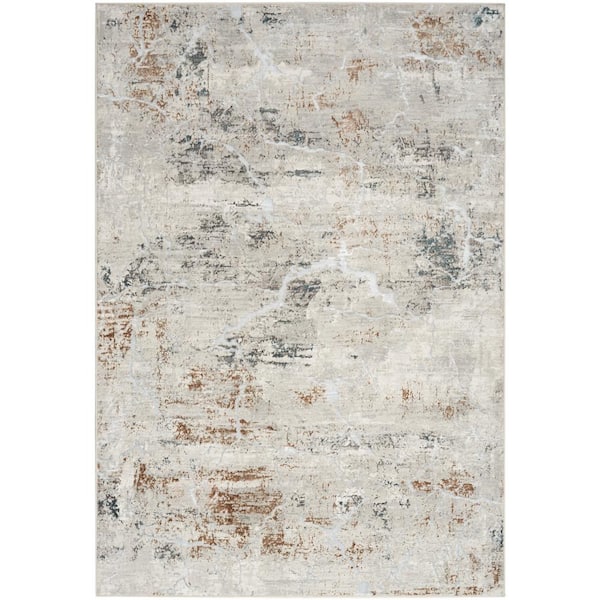 Nourison Glam Grey Multicolor 4 ft. x 6 ft. Abstract Contemporary Area Rug