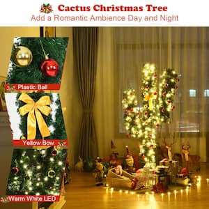 5 ft. Pre-Lit Cactus Artificial Christmas Tree with LED Lights