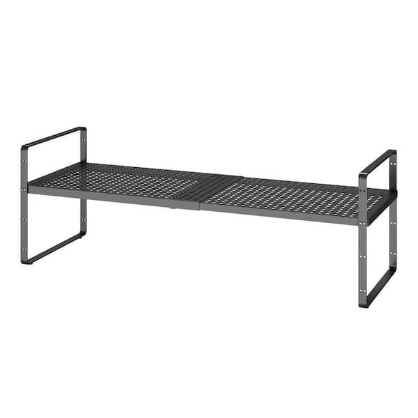 1-Shelf Black Expandable Stackable Easy Assembly Cabinet Organizer Adjustable Height for Spice Organization