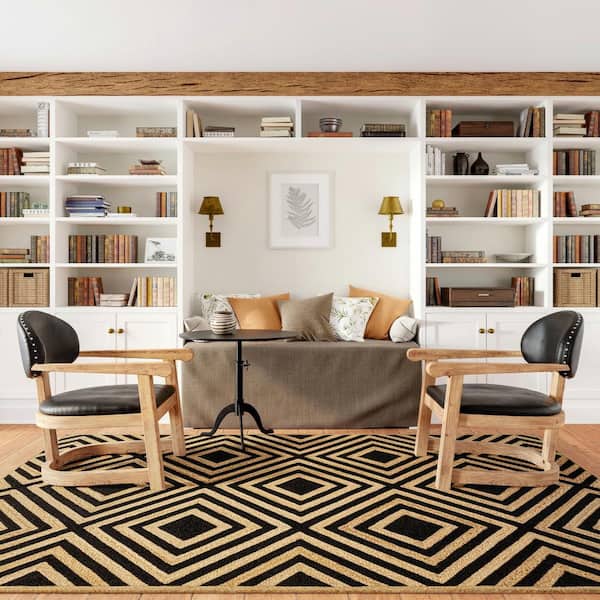 Dogwood Tiled Jute Black 5 ft. x 8 ft. Area Rug