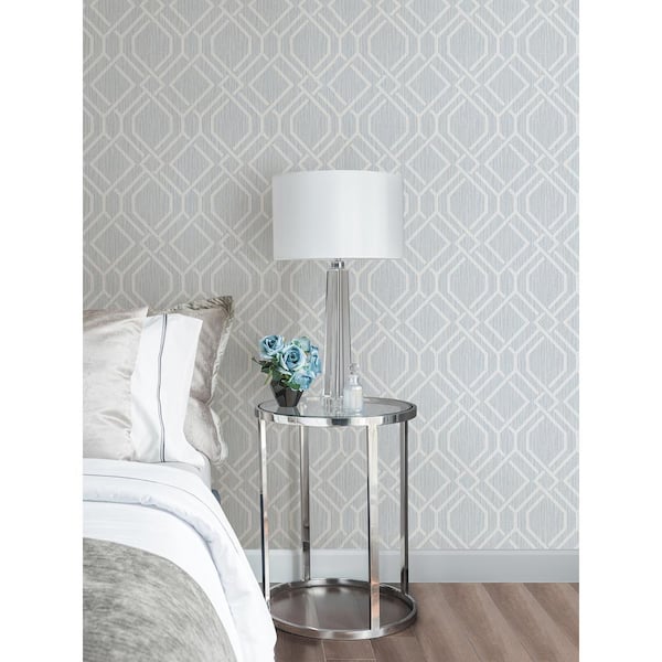 Frege Light Blue Trellis Wallpaper Sample