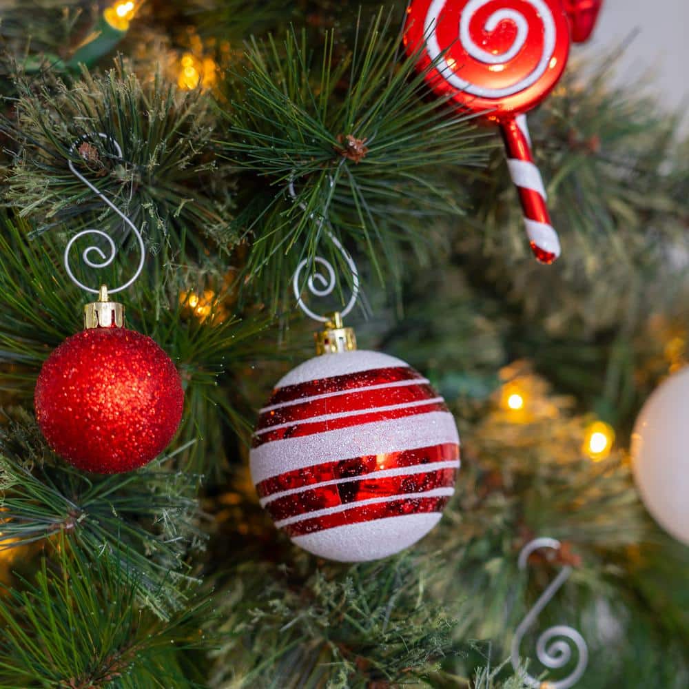 Red and White Shatterproof Plastic Christmas Ornament Set