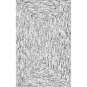 Lefebvre Casual Braided Salt & Pepper 6 ft. x 9 ft. Indoor/Outdoor Patio Area Rug