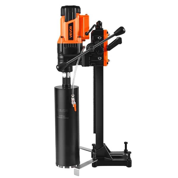 Diamond Core Drilling Machine, 0.8-8 in. Drilling Capacity,Stand-Mounted Wet and Dry Core Drill Rig with 8 Bits, 800 RPM