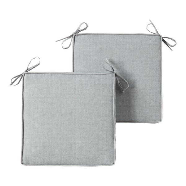 Greendale Home Fashions 18 in. x 18 in. Heather Gray Square Outdoor Seat Cushion (2-Pack)