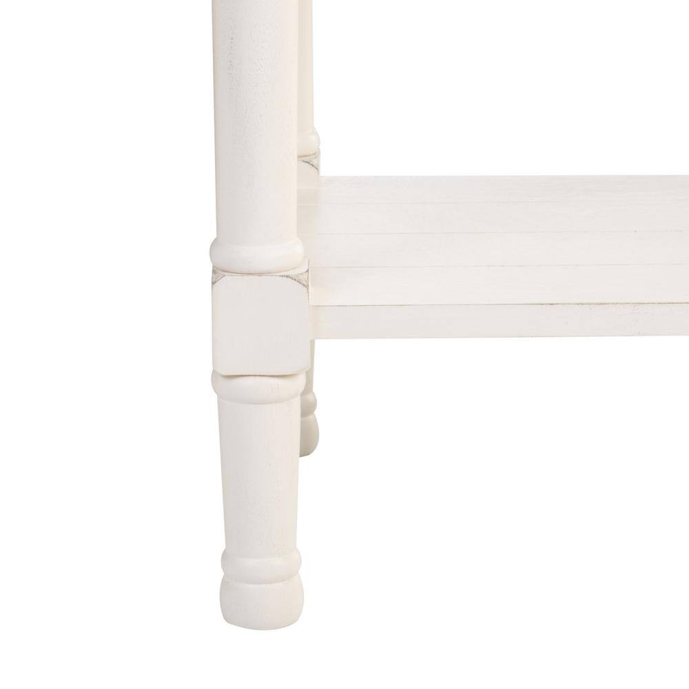 Primrose Distressed White Metal & Wood Console Table with Storage
