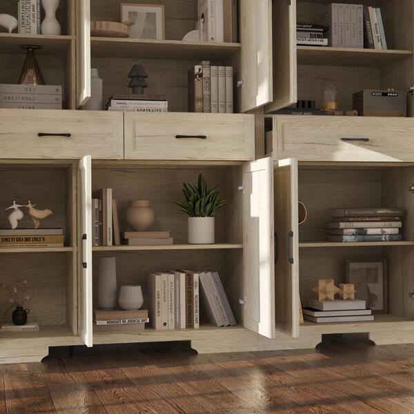 FUFU&GAGA White Oak 78.7 in. Accent Cabinet Office Storage Cabinet