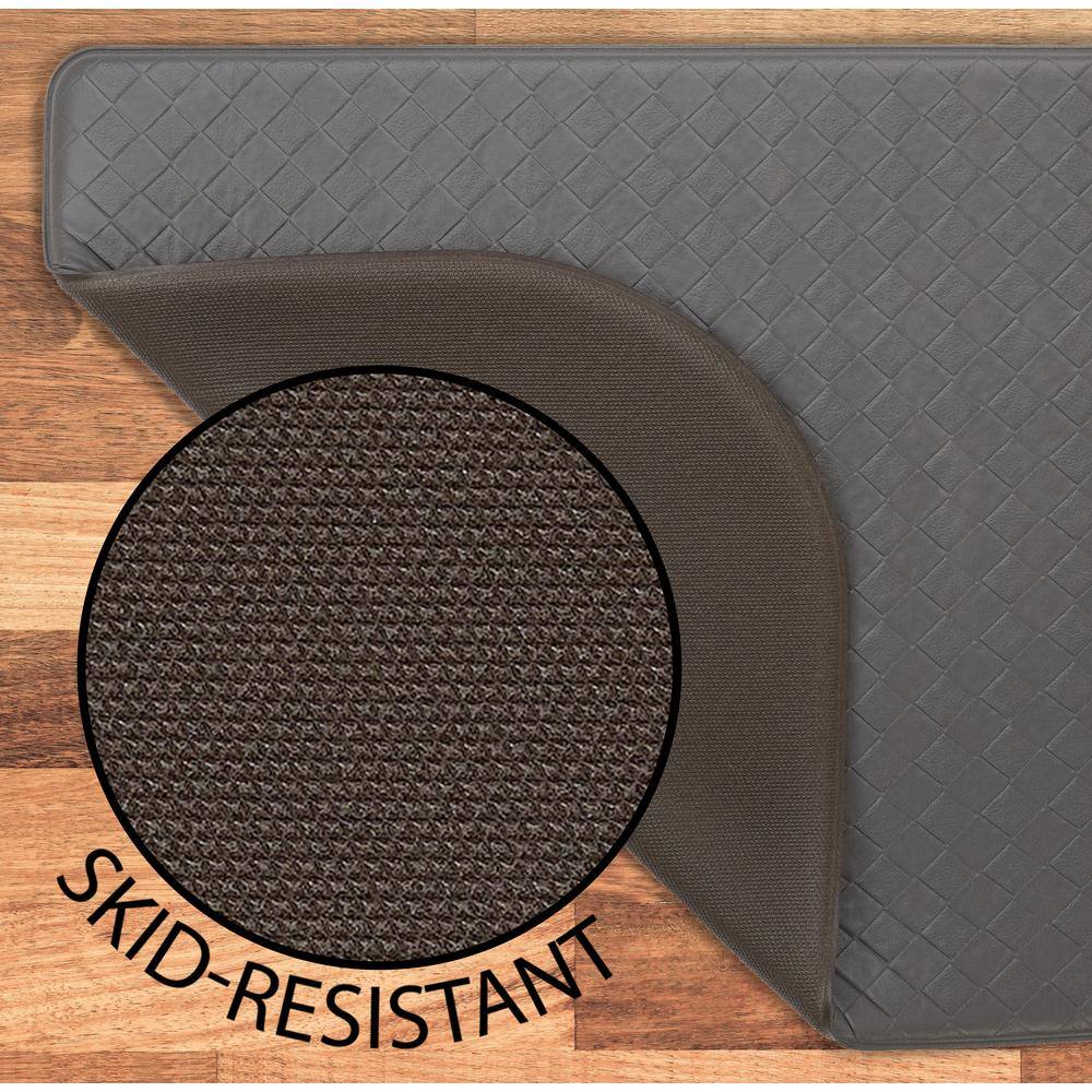 Charcoal Gray PVC Semi-Circle Anti-Fatigue Kitchen Mat