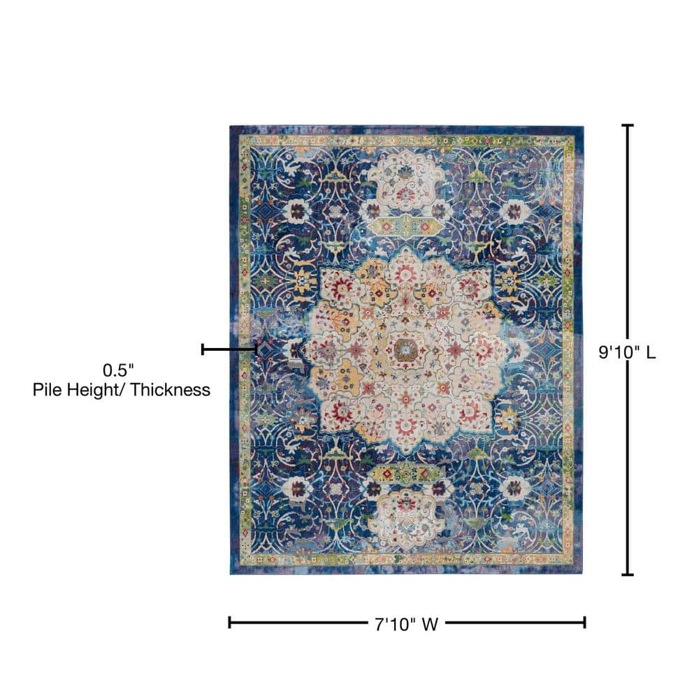Handmade Blue Medallion Synthetic 8' x 10' Area Rug