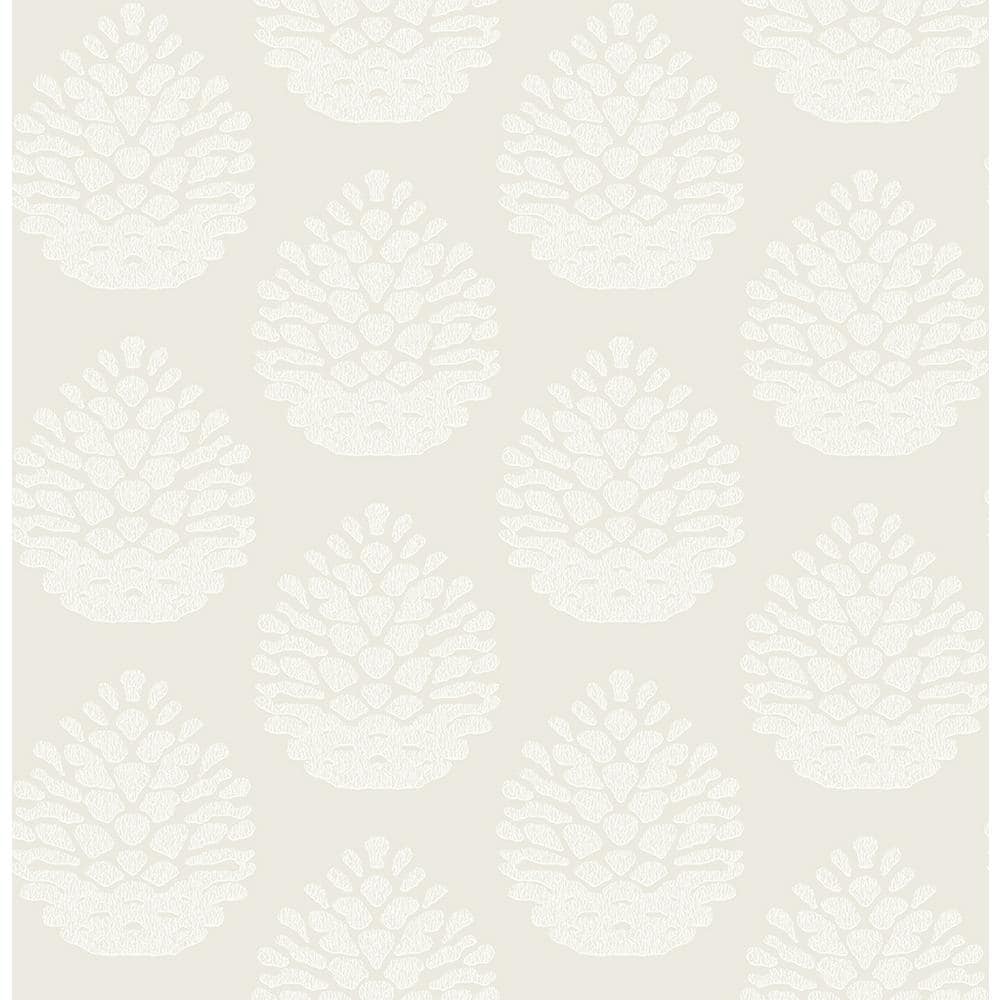 Eggshell and Off-White Pinecone Print Wallpaper Roll