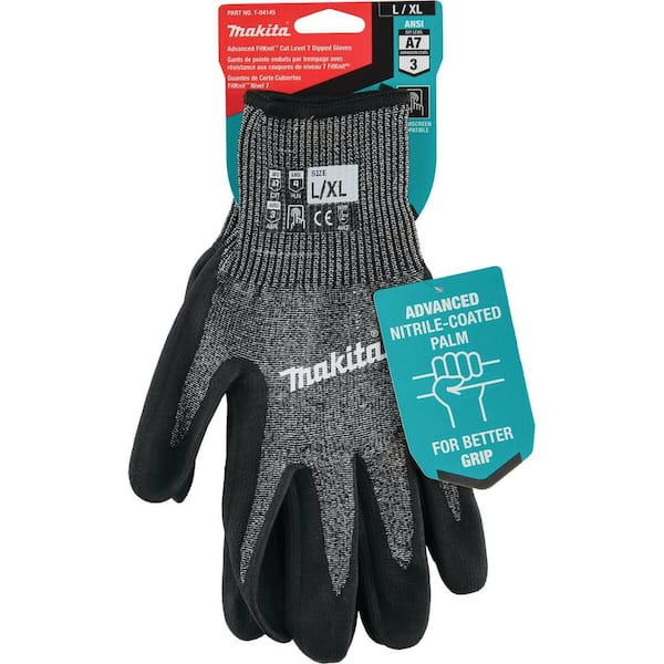 Gants Makita FitKnit® Niveau Coupe 7 – Enduits Nitrile, Taille XL, Protection & Dextérité Élevée