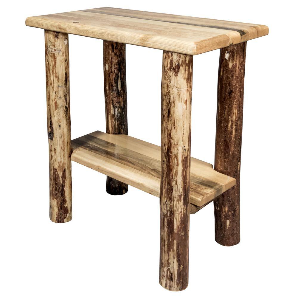 Glacier Country Hand-Crafted Lodge Pole Pine Chairside End Table