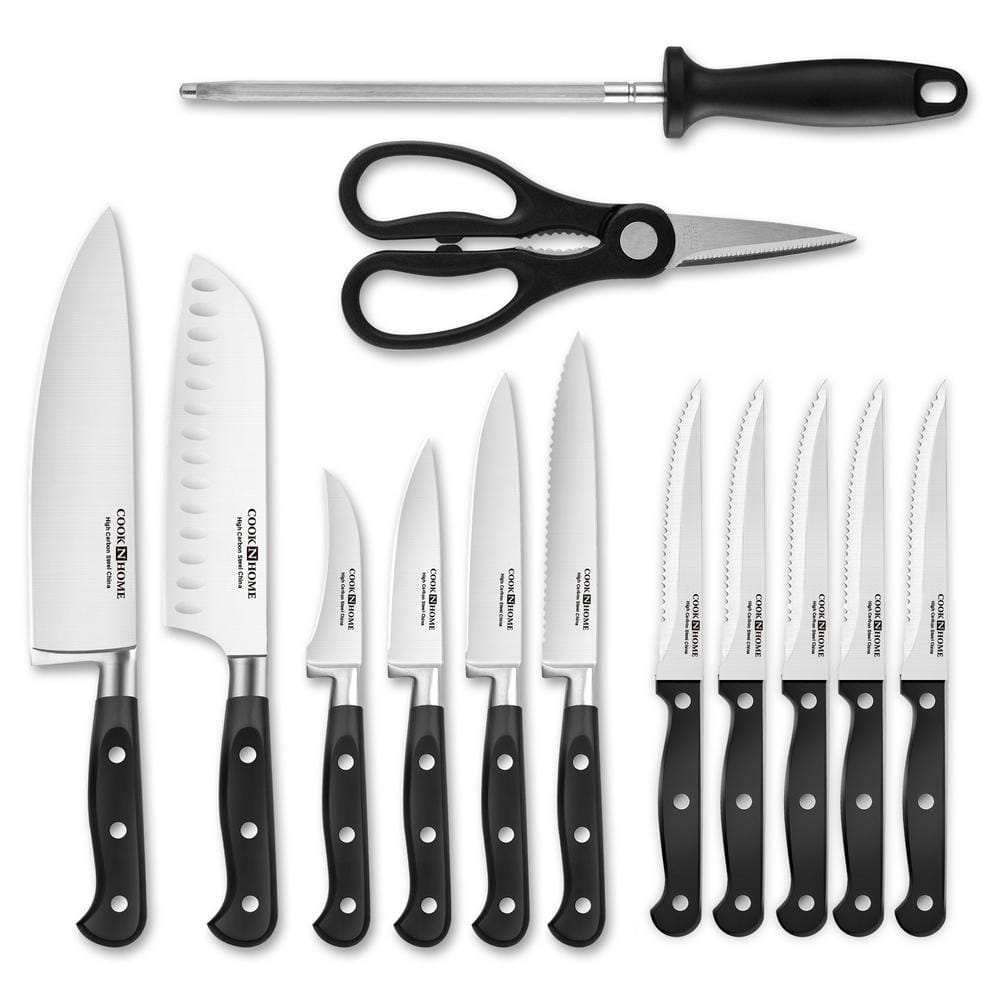 Cook N Home Kitchen Knife Set with Bamboo Storage Block 15-Piece
