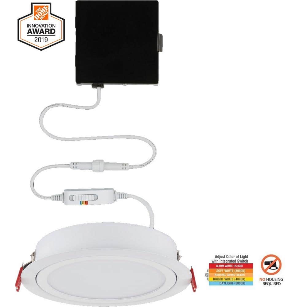 Slim Directional Integrated LED 6 in Round Adj Color Temp Canless Recessed 