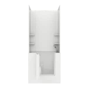 Rampart 3.4 ft. Walk-in Air Bathtub with 4 in. Tile Easy Up Adhesive Wall Surround in White