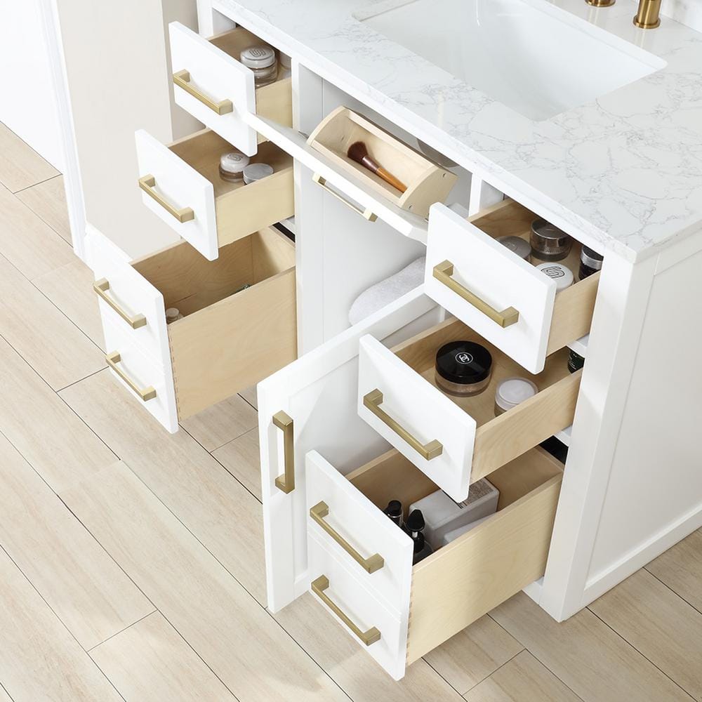 Gavino 42" White Wood Vanity with Composite Stone Top