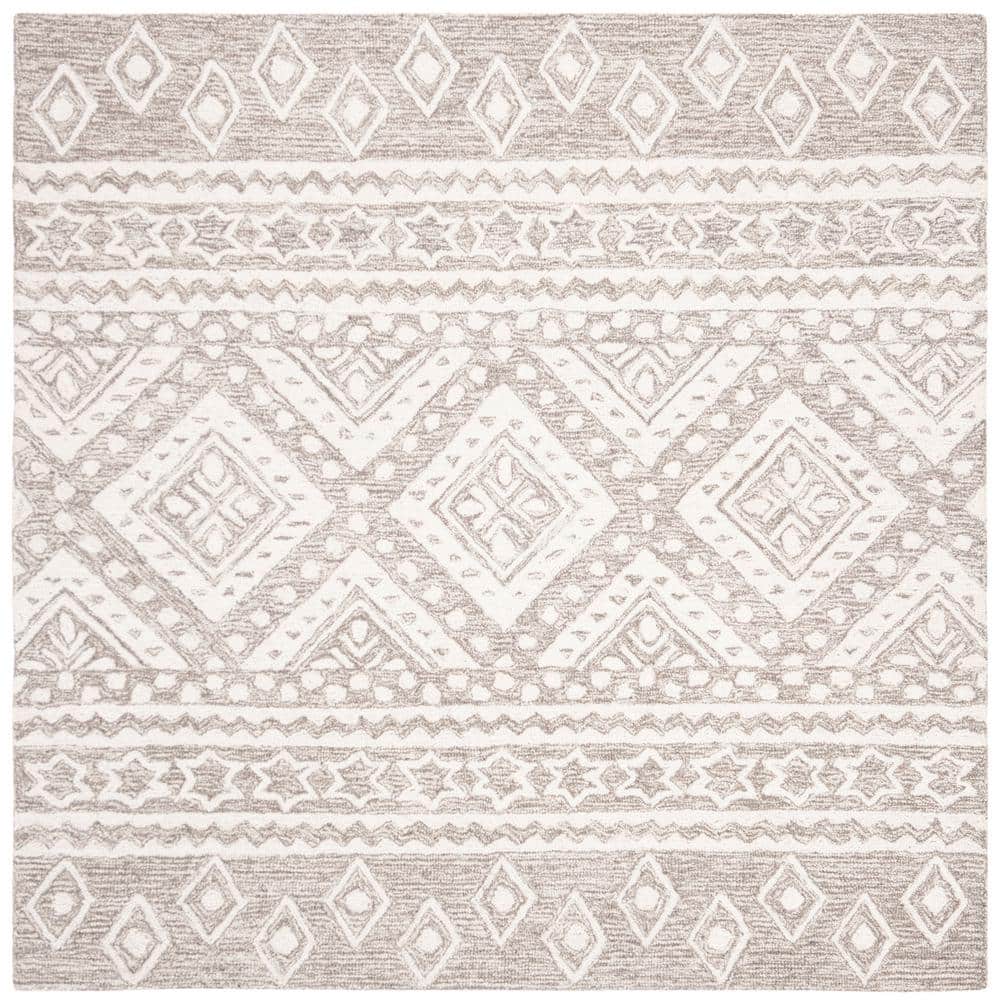 Hand-tufted Elegance Round Gray Wool 59" Area Rug