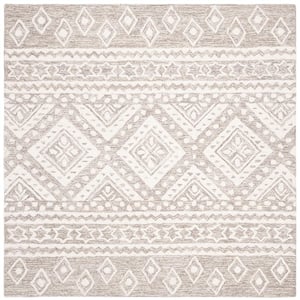 Micro-Loop Gray/Ivory 5 ft. x 5 ft. Square Geometric Area Rug
