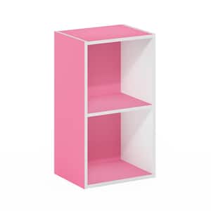 Pasir 21.2 in. Pink/White 2-Shelf Standard Bookcase