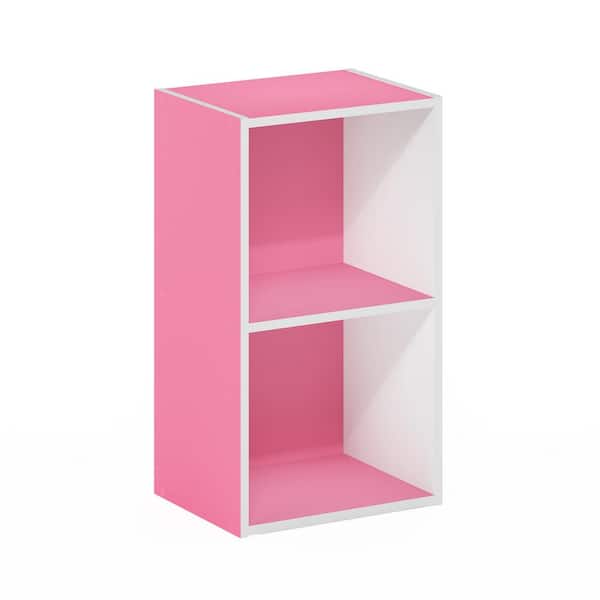 null Pasir 21.2 in. Pink/White 2-Shelf Standard Bookcase
