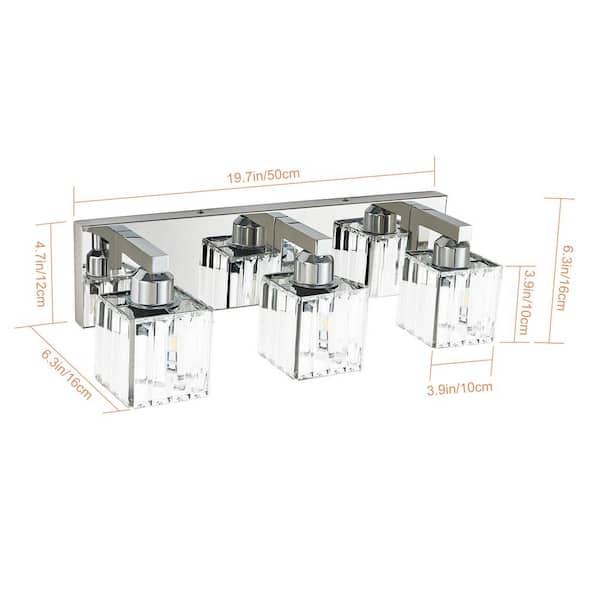 EDISLIVE Orillia 19.7 in. 3-Light Chrome Bathroom Vanity