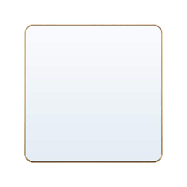36 in. W x 36 in. H Rectangular Aluminium Framed Wall Mount Bathroom Vanity Mirror in Brushed Gold