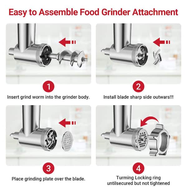 GVODE Metal Silver Food Grinder Attachment for KitchenAid Stand Mixers  FXKTHP-9020 - The Home Depot