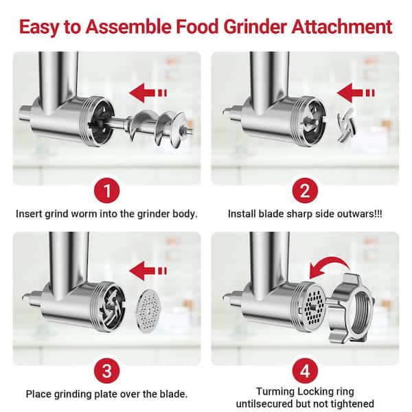 GVODE Silver Meat GrinderandSlicer Shredder Attachment for