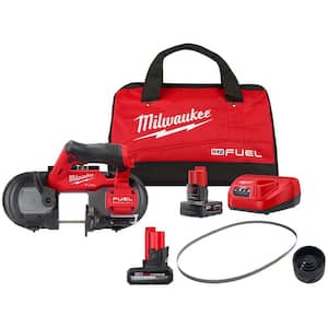 M12 FUEL 12-Volt Lithium-Ion Cordless Compact Band Saw XC Kit with (2) Batteries, Charger, Reamer, 3 Blades and Bag
