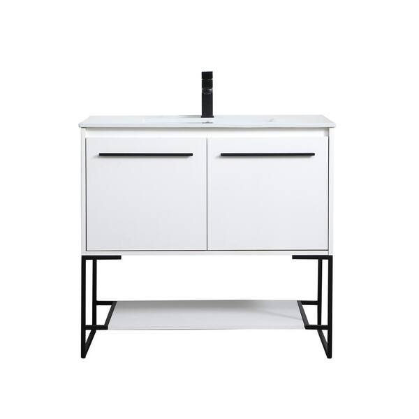 Unbranded Timeless Home 36 in. W x 18.31 in. D x 33.46 in. H Single Bathroom Vanity in White with Porcelain