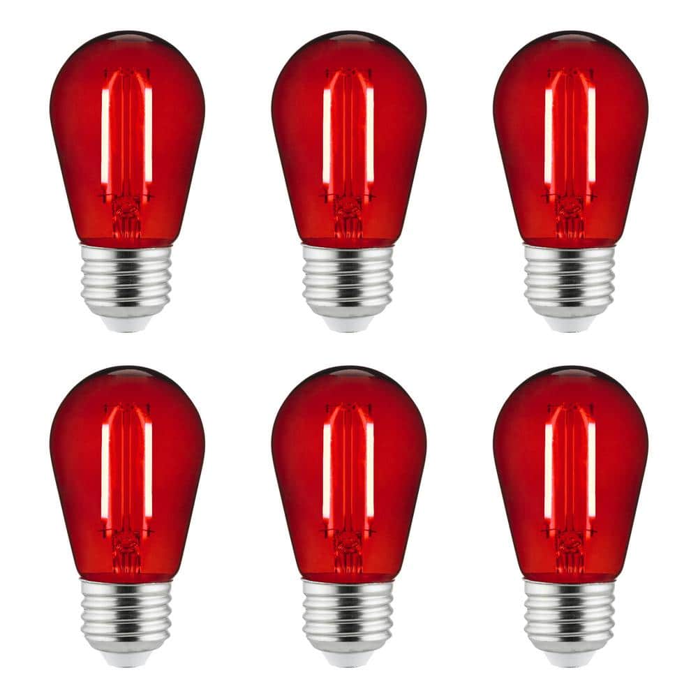 SUNSHINE LIGHTING 25-Watt Equivalent S14 Dimmable UL Listed E26 Base LED  Decorative Light Bulbs, Red, (6 Pack) HD40977 The Home Depot