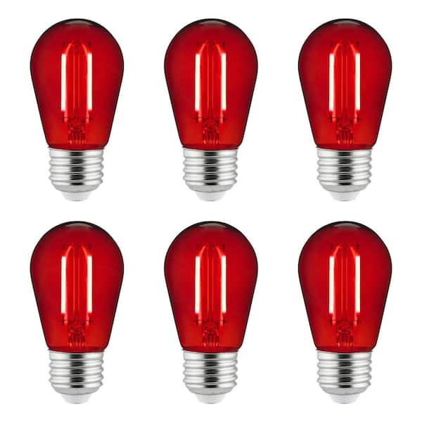 Sunlite 25-Watt Equivalent S14 Dimmable UL Listed E26 Base LED Decorative Light Bulbs, Red, (6 Pack)