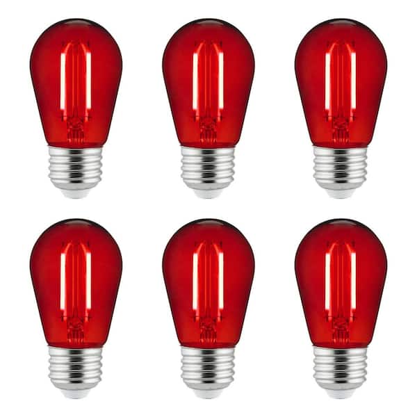 25-Watt Equivalent S14 Dimmable UL Listed E26 Base LED Decorative Light Bulbs, Red, (6 Pack)