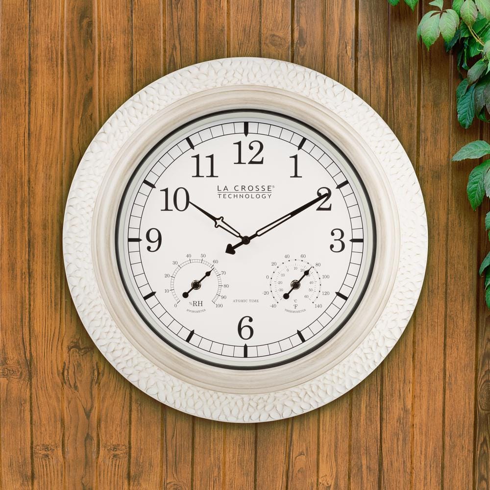 21" White-Washed Hammered Metal Analog Wall Clock
