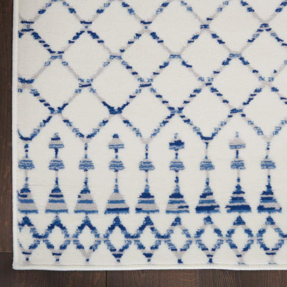 Bohemian Bliss Ivory Geometric 6' x 9' Synthetic Area Rug