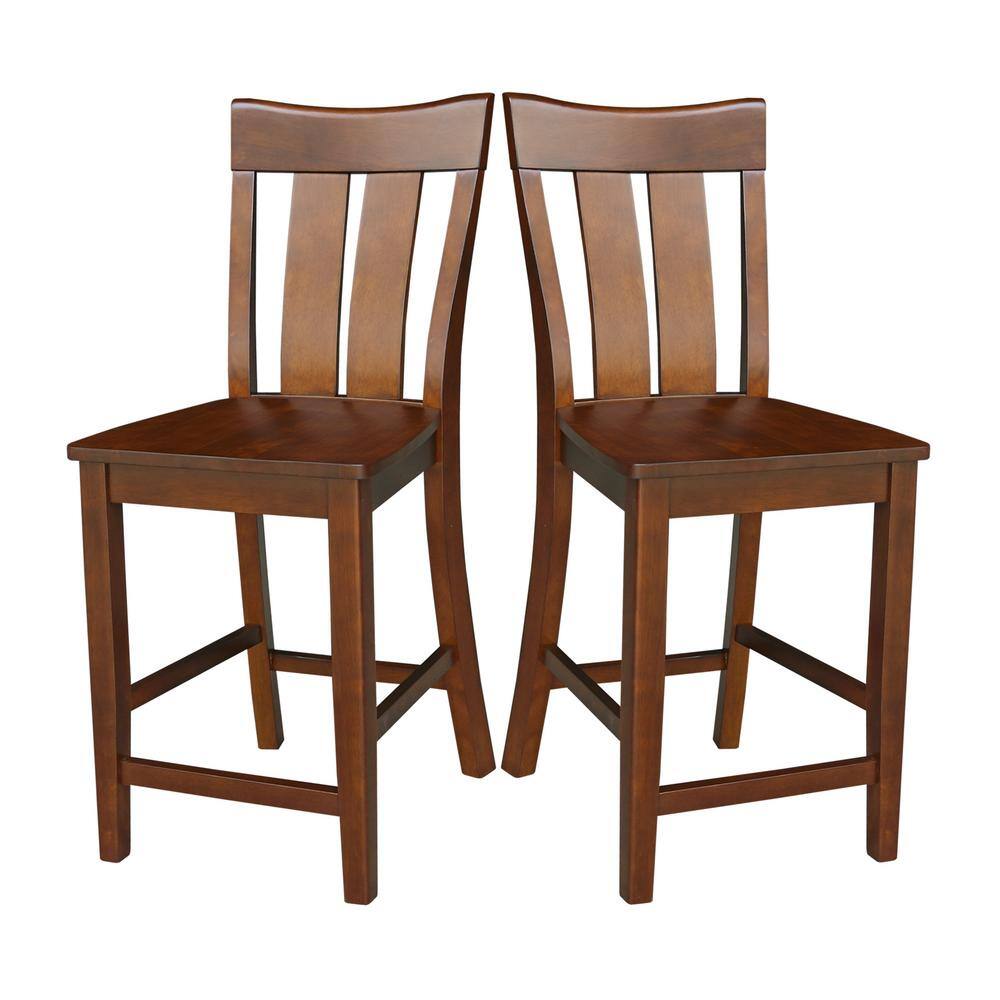 Ava Espresso 24" Solid Wood Counter Height Stool